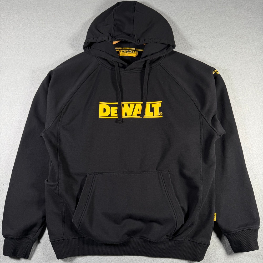 DeWalt Mens Weatherford Hoodie Black Yellow Logo Workwear Sweatshirt DXWW60006 L